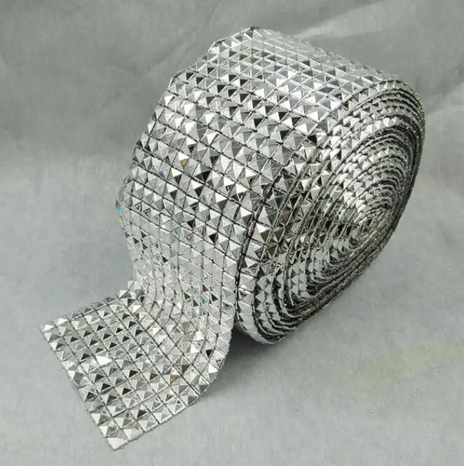 

plastic pyramid trimming,1 yard/lot,silver punk banding,width about 9.8cm,garment fashion patch,silver square decoration