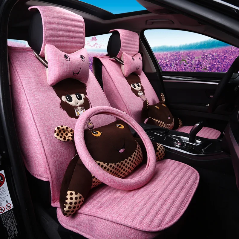 2015 Catton car seat covers pink car covers 100 Flax car accessories