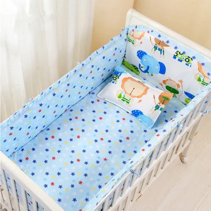 

Promotion! 6PCS new arrived Cartoon Baby Bumper Baby Crib bedding Cot Bed Set ,include(4bumper+sheet+pillow cover)