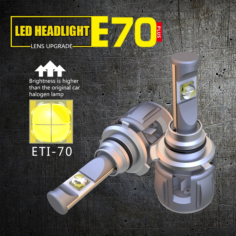 1 комплект 9005 HB3 60 Вт 6000LM E70 светодиодных фар передние линзы лампы ETI 70 4SMD чипы турбо
