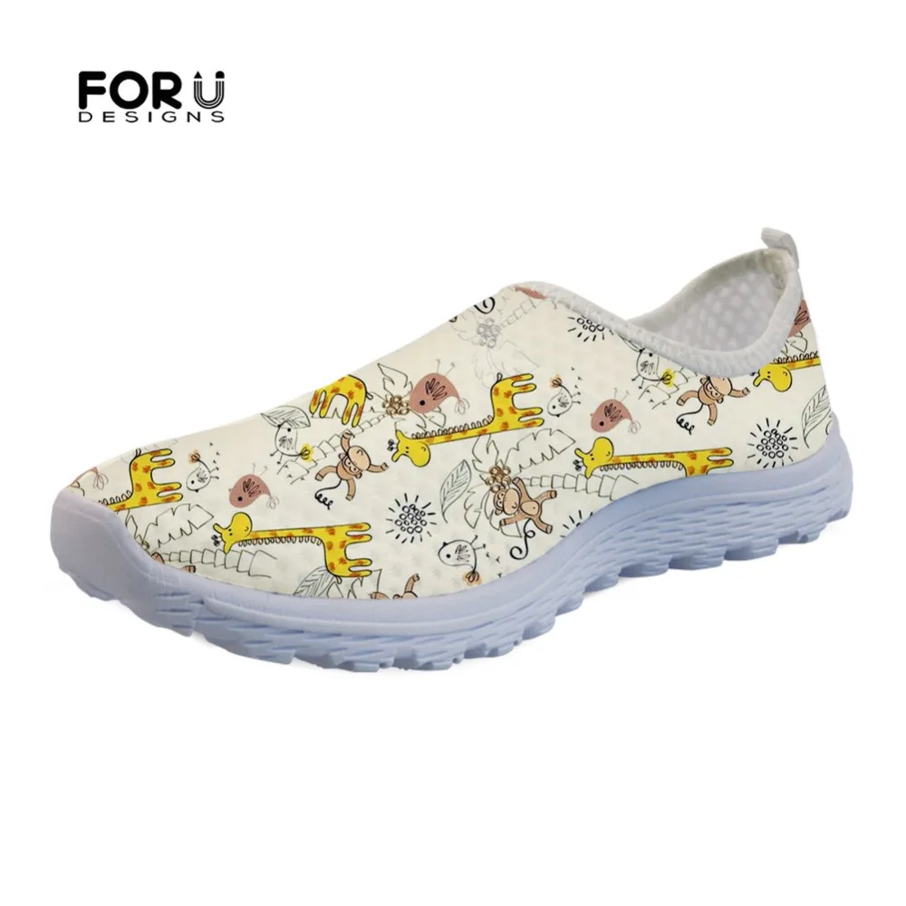 

FORUDESIGNS Sneakers Women Flats Lovely Animal Cartoon Giraffe Pattern Spring Summer Ladies Loafers Shoes Woman Lightweight 2019