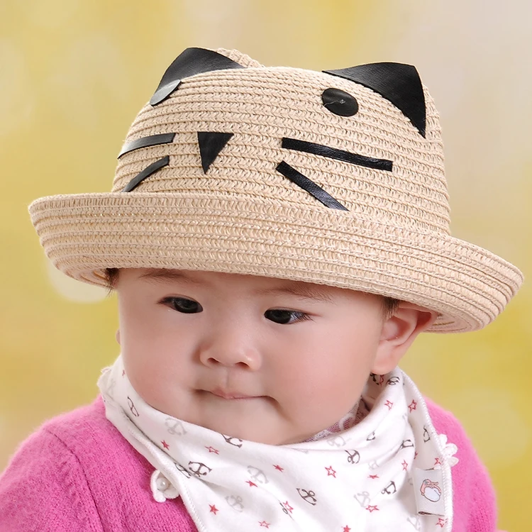[DINGDNSHOW] 2019 модная Солнцезащитная шляпа с мультяшными ушками Летняя шляпа для мальчиков и девочек Милая пляжная кепка детская соломенная