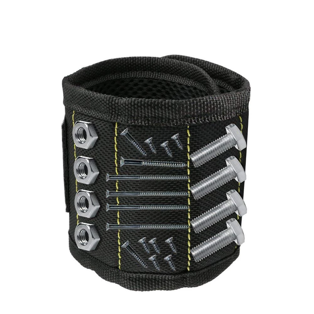 Magnetic Wristband 3 Rows Strong Magnets Adjustable Magnetic Wrist Band For Holding Screws,Nails,Drill Bits And Small Tools tool tote bag