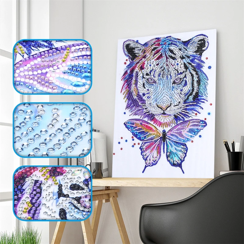 

Animal DIY Special Shaped Diamond Painting Tiger Lion 5D Diamond Cross Stitch Colorful Rhinestones Embroidery Kits Unique Gifts