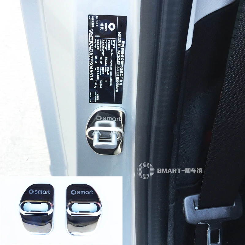 

Car Styling Stainless Steel Door Lock Cover Car Accessories Auto Door Buckle Protection Cover Trim for Smart 453 Fortwo forfour