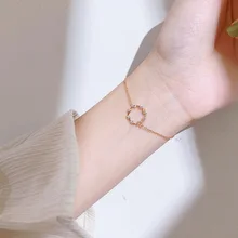 XIYANIKE 925 браслет из чистого серебра розовое золото Простой Тонкий браслет кубический цирконий украшение подвеска ручная работа Подарки для женщин