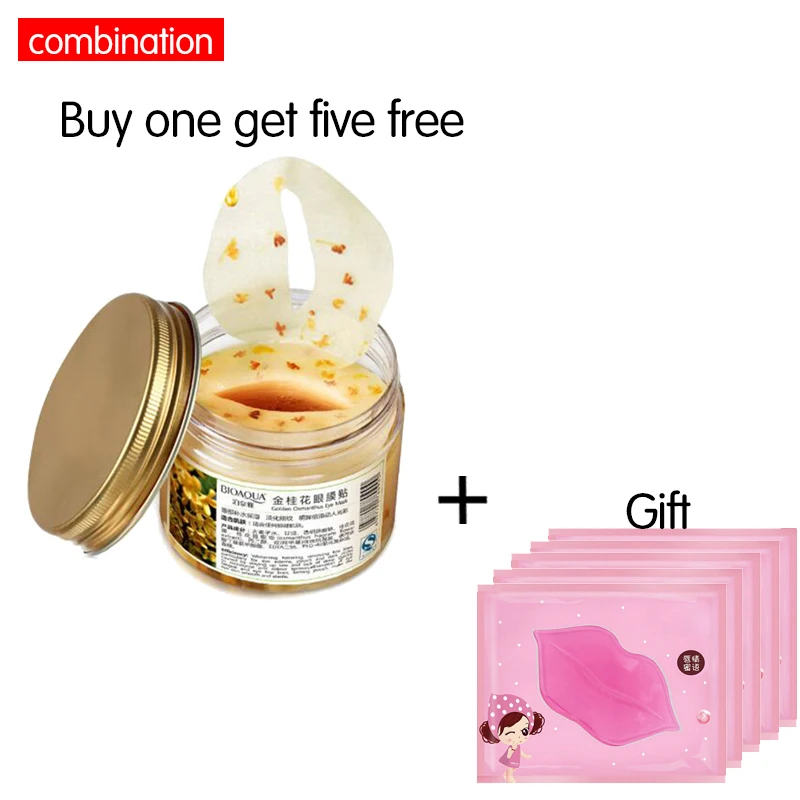 

BIOAQUA Gold Osmanthus Eye Mask 80pcs Anti-Puffiness Moisturizing Sleeping Patche Remover Dark Circles +Gift 5pcs Lip mask
