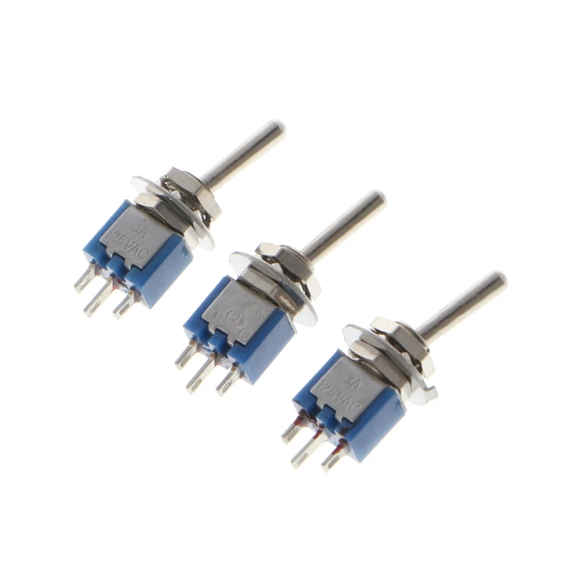 

10Pcs AC 250V/1.5A 125V/3A SPDT 3-Pin On/On 2 Position Mini Toggle Switch Blue