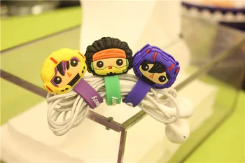

100pcs/lot Hot Sale Cartoon Hero Headphone Earphone Cable Wire Organizer Cord Holder USB Charger Cable Winder For iphone samsung