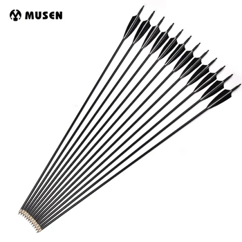 

6/12/24pcs 32" Carbon Shaft Arrows with Black and White True Feather of Spine 550 for Recurve and Compound Bow Archery Hunting