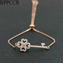 BPPCCR Ключ Сердце Любовь проложить микро Стразы циркон AAA кристалл браслет для мужчин женщин милые пары Lucky Mujer Hombre Pulseira подарки
