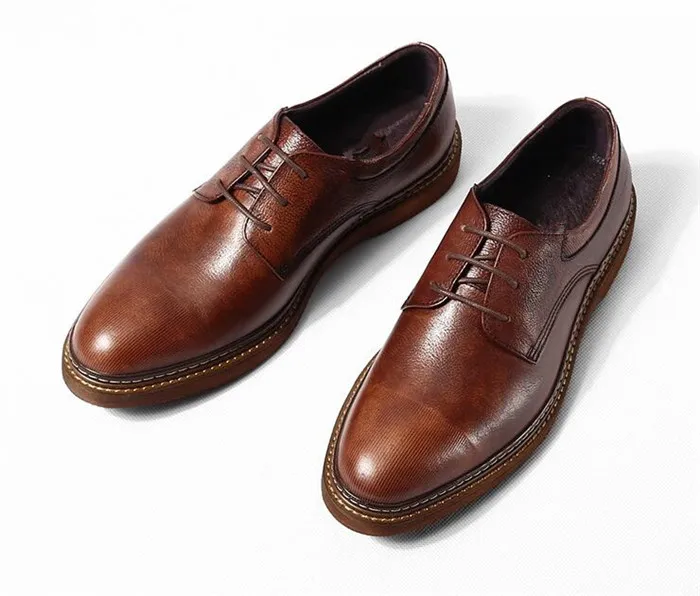 Goodyear/мужские кожаные туфли ручной работы на шнуровке в британском ретро-стиле; мужские туфли из мягкой кожи с круглым носком на толстом каблуке