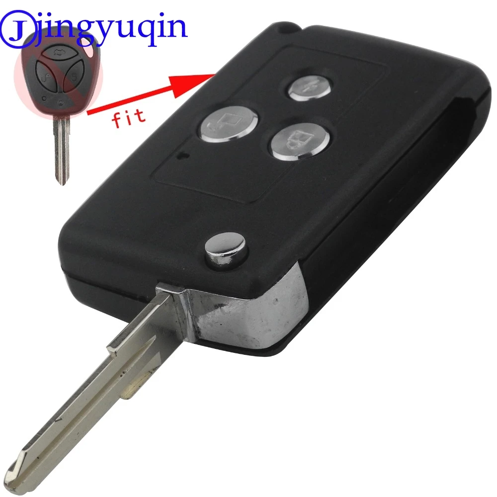 

jingyuqin New Design 3 Buttons Modified Flip Folding Car Blank Key Shell For Lada Priora Kalina Remote Case Cover Fob