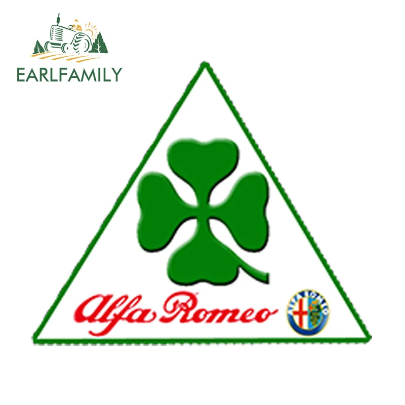 

EARLFAMILY 13cm x 13cm Car Styling Car Sticker Waterproof Vinyl Stickers Auto Motorcycle Car Bike ALFA ROMEO Cloverleaf Racing