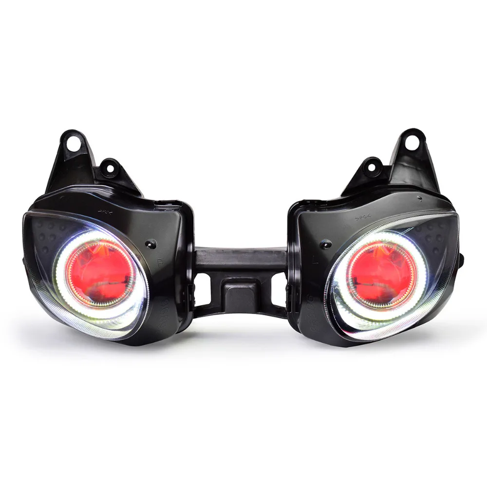 Kt мотоцикл фар в сборе для Kawasaki ниндзя ZX 6R ZX6R 2007 2008 HID светильники ангел ореолы