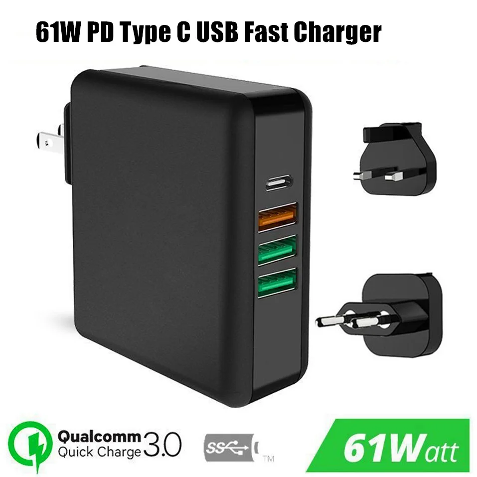 61 Вт PD Type C USB быстрое зарядное устройство для MacBook Huawei ноутбук адаптер питания