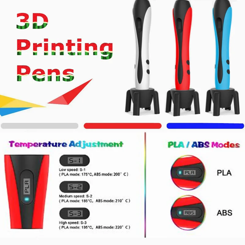 

Christmas Gift New Model 3D Printer Pen With 1.75mm PLA Filament 3D Stereo Drawing Pen Original Design Optional ABS PLA Plastic