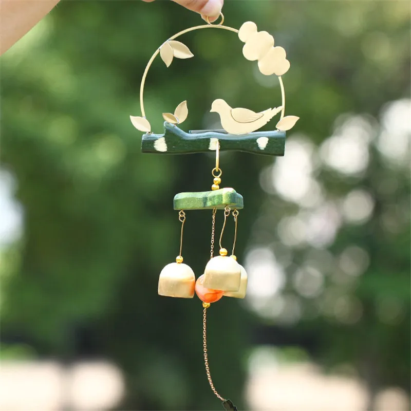 Korean 3 Pure Copper Windbells Handmade Home Furnishing Solid Wood