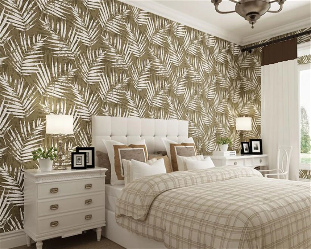 Papelデparede現代バナナの葉壁紙ベッドルームリビングルームのテレビの背景3dウォールペーパーホームインテリアbehang beibehang