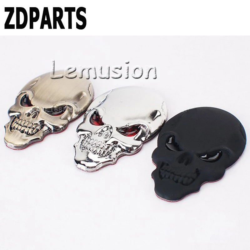 

ZDPARTS 3D Cool Zinc Alloy Metal Skull Car-Styling Stickers For Ford Focus 2 3 Fiesta Mondeo Kuga Kia Rio Ceed Sportage 2017