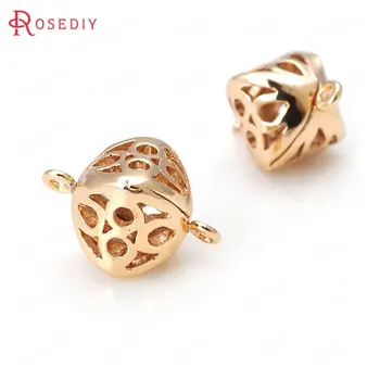 

(31403-G)10PCS 14.5x12MM 24K Champagne Gold Color Brass 2 holes Hollow Lantern Connector Charms Jewelry Making Supplies