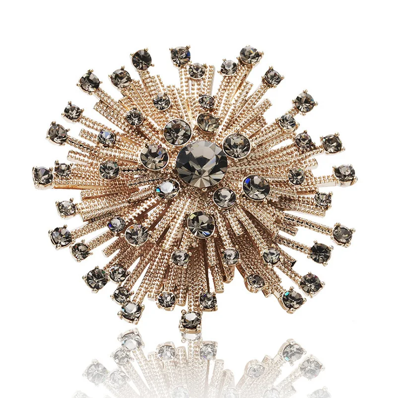 

Snowflake Flower Cubic Zirconia Crystal Luxury Pins and Brooches for Women Men Large Broches Jewelry Valentine's Day Gift X011