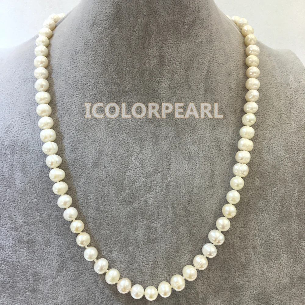 

WEICOLOR 65cm 9-10mm Potato Shaped White Real Natural Cultured Freshwater Pearl Jewelry Sweater Necklace.
