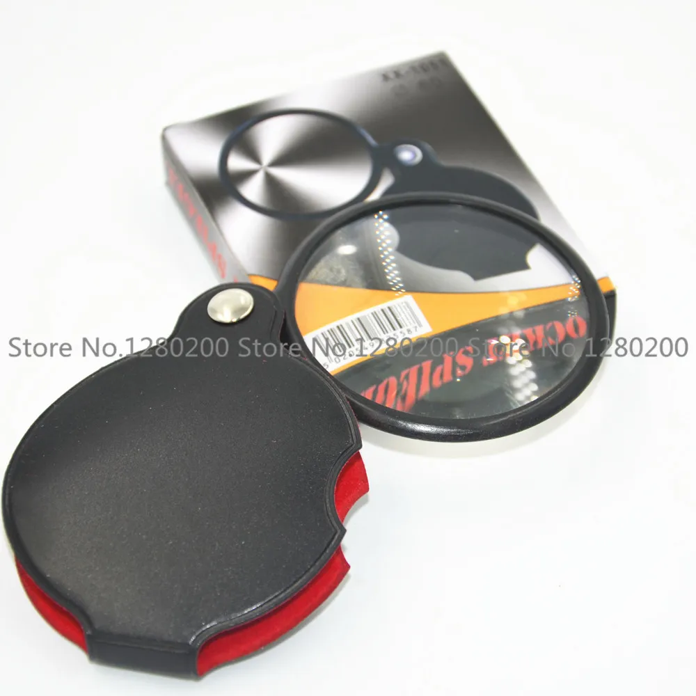 60mm 1051 Glass Optical Lenses Foldable Leather Hand held Jewelry