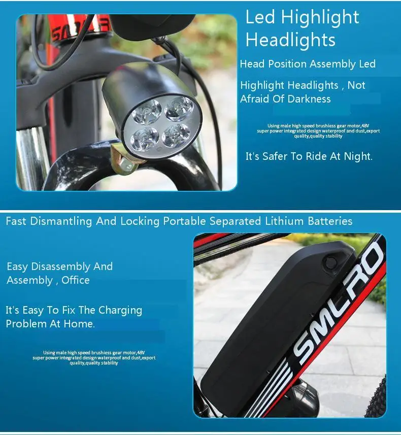 Top Can be customized Smlro 48v 15A 350W 26 Inch Motor-driven electric bike Bicycle Mountain Vehicle bicicleta electrica ebike 8 Top Can be customized Smlro 48v 15A 350W 26 Inch Motor-driven electric bike Bicycle Mountain Vehicle bicicleta electrica ebike 8