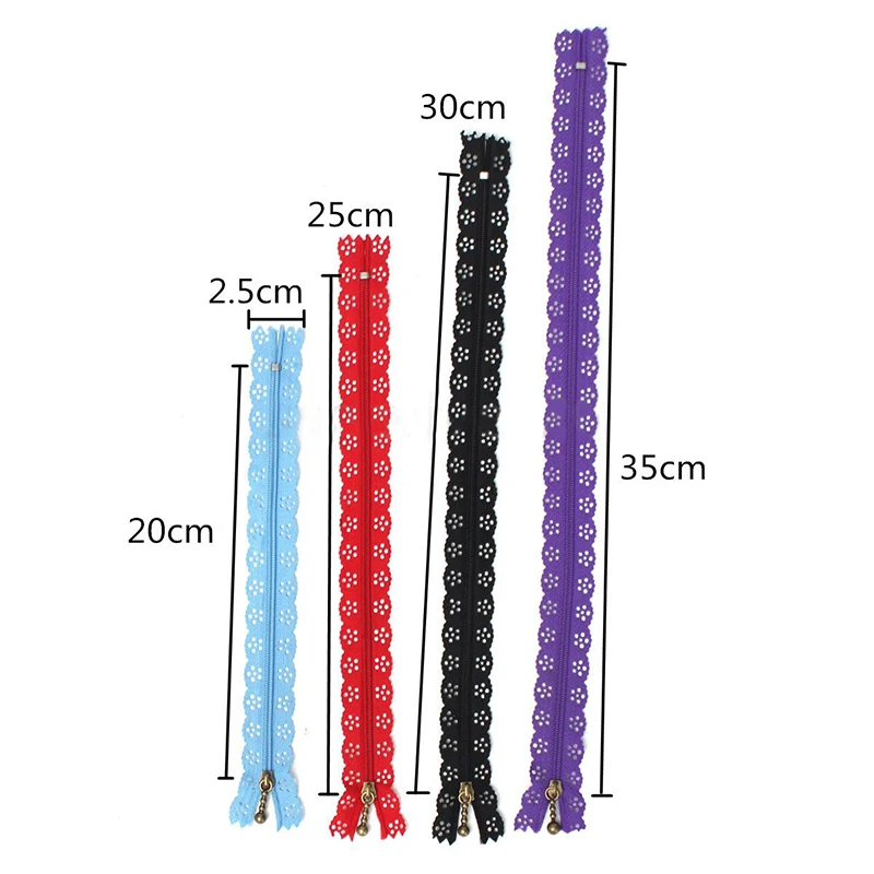 10pcs Nylon Mixed Color Lace Edge Zipper Puller DIY Craft Zip Tailor For Bag Garment Sewing Tool Random Colors