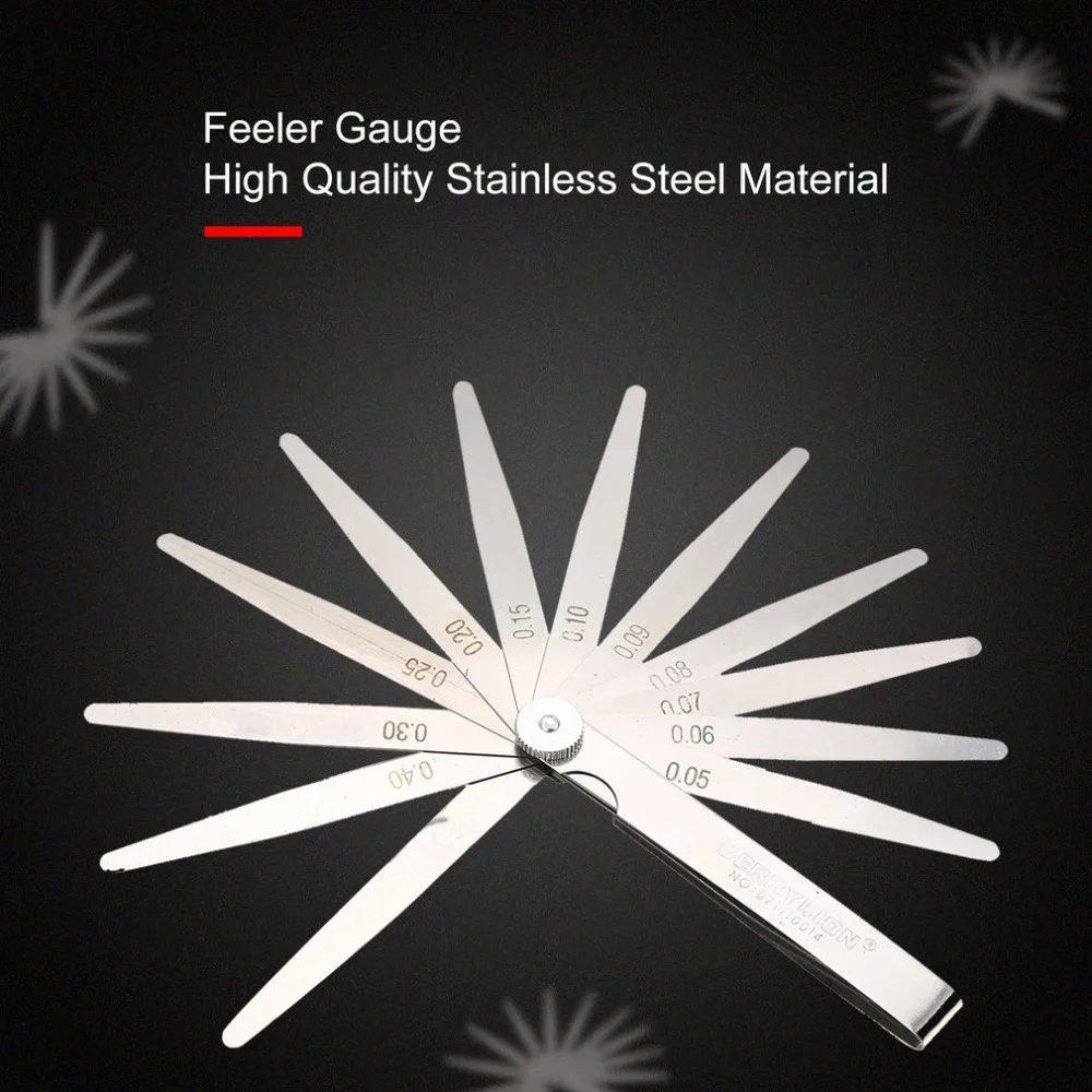 Feeler Gauge 0,05-1,00 микрометр 14 лезвий свечи зажигания зазор заполнитель измерения толщины инструмент складной, из нержавеющей стали
