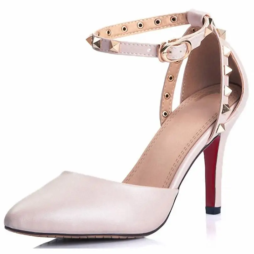 

ENMAYER Senior PU Ankle Strap Fashion Women Pumps Closed Toe High Heels Shoes for Girls Summer/spring Pumps Light Pink Blue