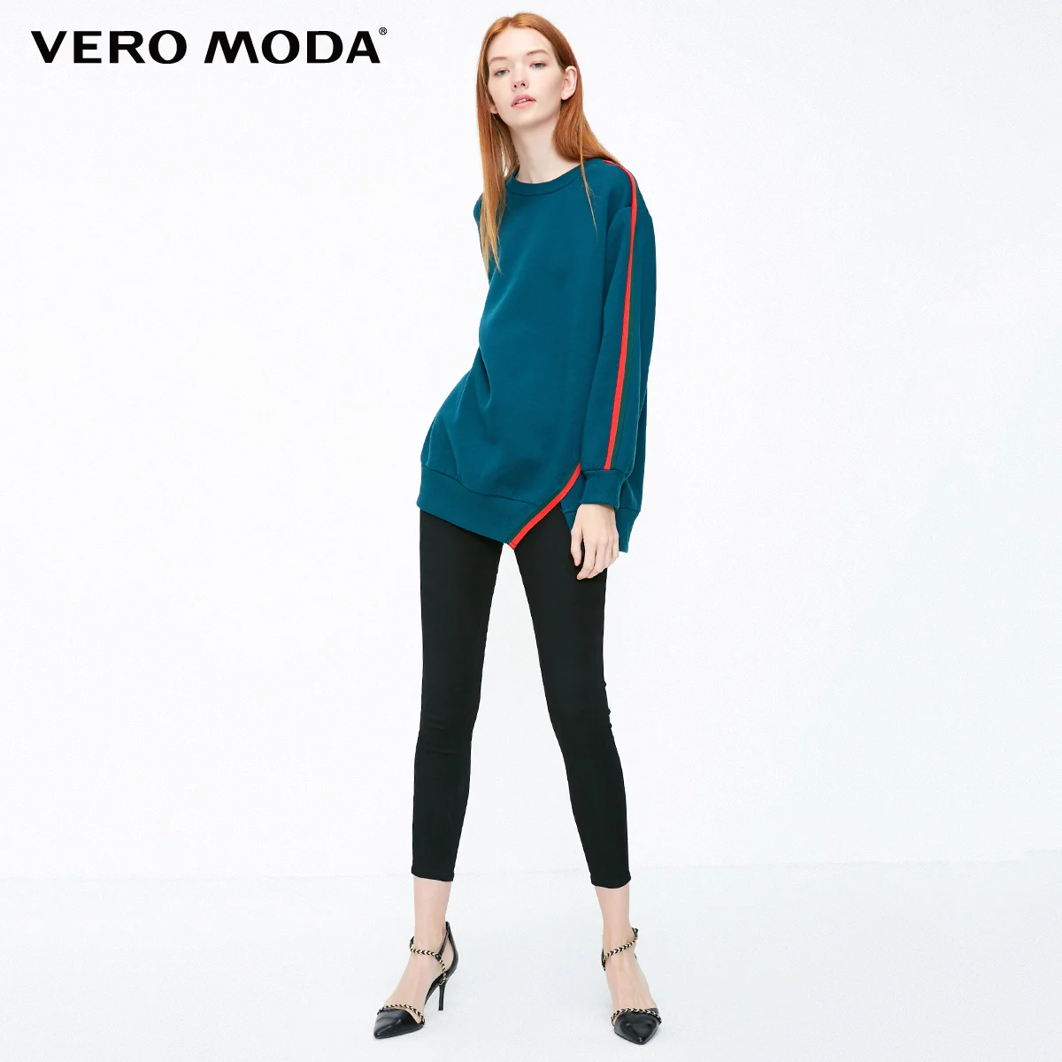 Vero Moda Women's Designed Hemline Striped Round Neckline Sweatshirt | 318333506 Vero Moda Women's Designed Hemline Striped Round Neckline Sweatshirt | 318333506