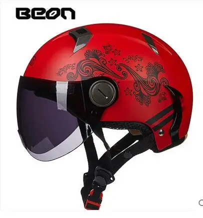 

2019 New red butterfly flower BEON B102 half face motorcycle motorbike helmet women Kick scooter motorcyclist dirt bike helmets