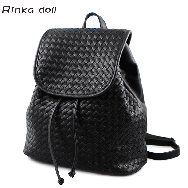 

Rinka doll! 2016 NEW Hot sale fashion Black Backpacks female Student backpack PU school bag women Casual style