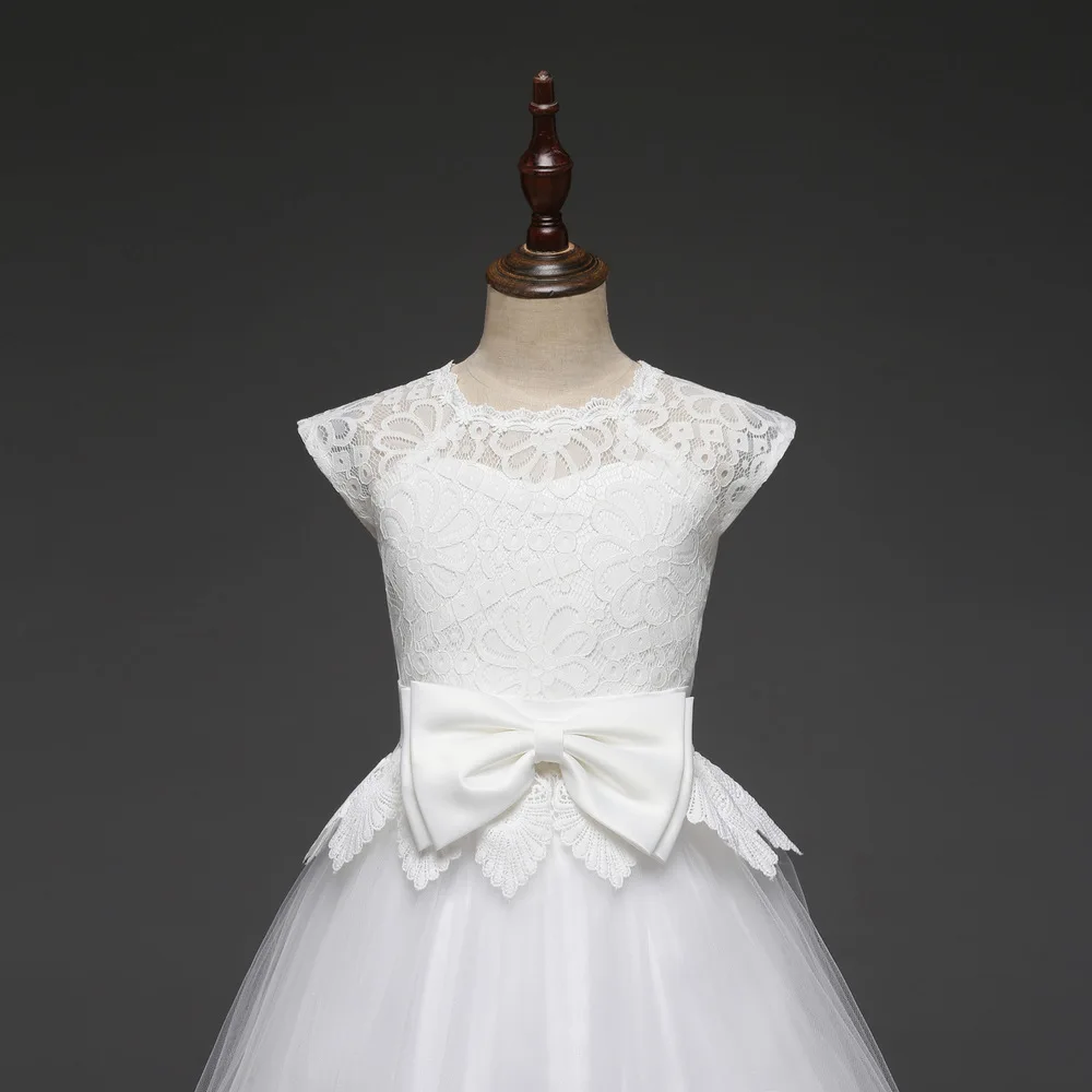 Lace Teen Girls Dress 2018 New Tule Child Wedding White Princess Pageant Gown Bridesmaid Dresses For Kids Party Evening Clothing (13)