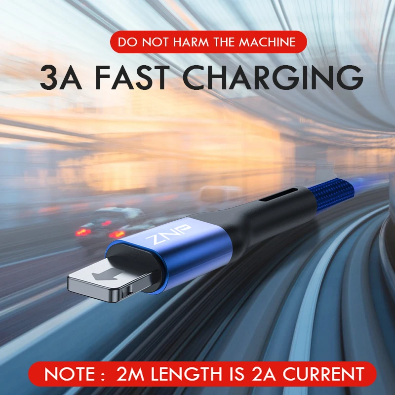 ZNP كابل يو اس بي ل فون X شاحن كابل شحن ل فون 8 7 6 6 s زائد USB بيانات كابل للهاتف سلك مهايئ
