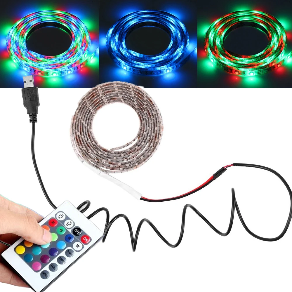 Viktorovna USB Cable DC5v 3528 RGB led strip light double PCB 60led/m stripe tape lamp + Remote Controller for TV Background | Освещение