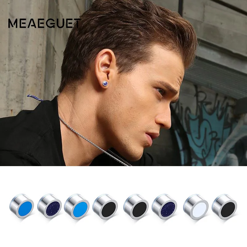 

Meaeguet Trending Style Men Magnetic Clip Earrings Stainless Steel Enamel Earring For Women Men Party Ear Brinco Jewelry