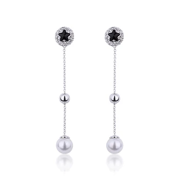 

WARME FARBEN Jewelry Pearl Drop Earrings Crystal from Women Earrings Zircon Star Long Chain Earring Party Brincos