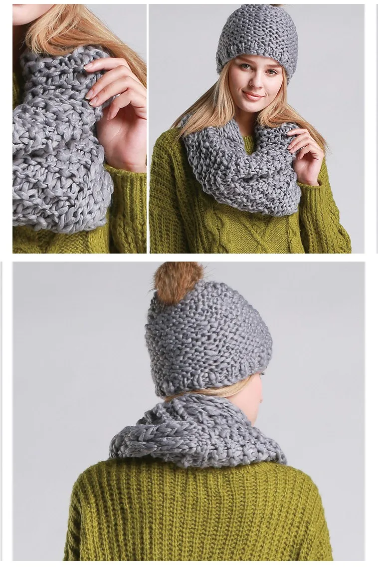 2 шт. Модный комплект шапка и шарф для женщин шапочки для дам женский теплый шерстяной вязаная шапка, вязаные шапки зимняя шапка и шарф для