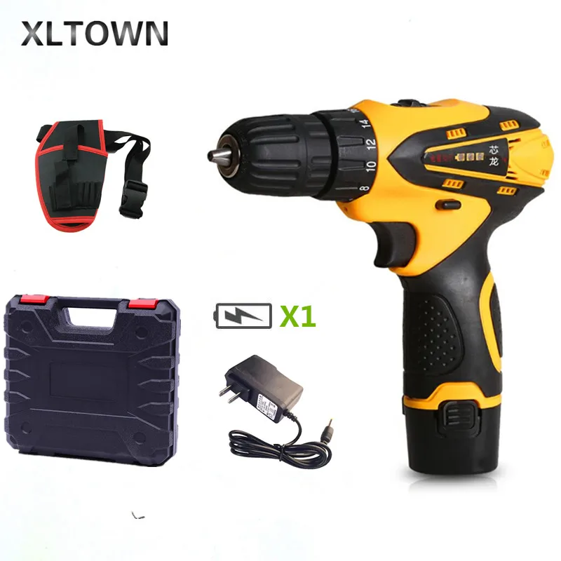 

Xltown 12v two-speed rechargeable lithium battery electric screwdriver and a Plastic box packaging Electric screwdriver