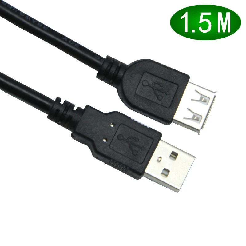 أسود 1.5 m USB 2.0 تمديد كابلات الرصاص وذكر لأنثى تهمة الرقمية بيانات موصل كابل ل PC الهاتف جهاز ذكي