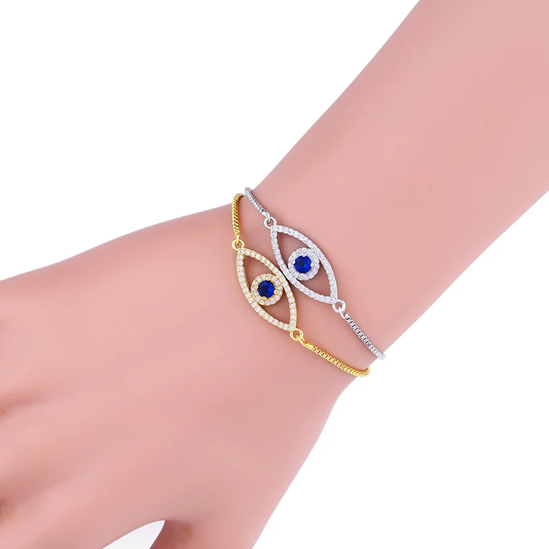 Турецкий Дизайн Золотой сглаза браслеты для женщин Pave CZ голубой глаз браслет Золотые украшения brtk53
