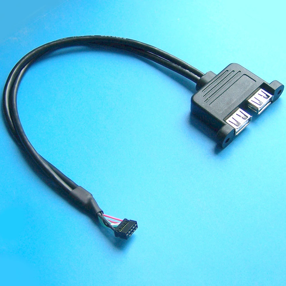 Buy 30cm panel mount bulkhead dual usb extension cable