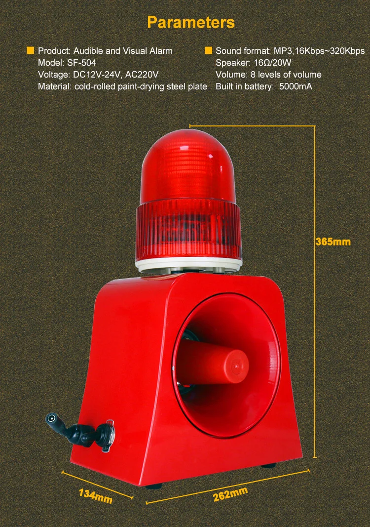 Dispositivo sem Fio Portátil do Alarme do Som e da Luz do Detector de Movimento da Micro-ondas com Orador de Alta Potência do Chifre de 20 Micro-ondas Orador Alta w da com de 4 Cheap Sirene de alarme