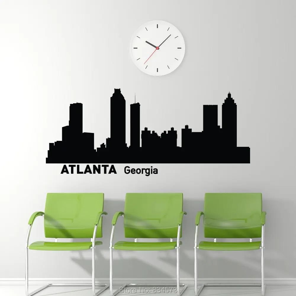 Atlanta Skyline Cityscape City Silhouette Wall Art Stickers Decals Home