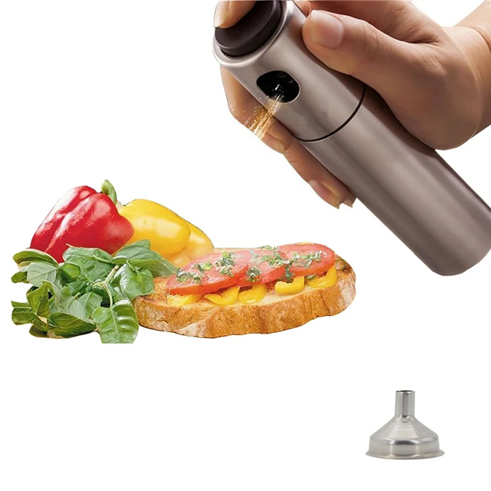 

High Quality Stainless Steel Olive Pump Spray Bottle With Funnel BBQ Baking Oil Sprayer Oiler Pot Marinade Spray Bottle
