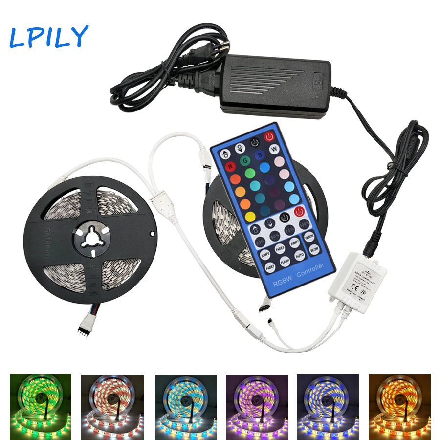 LPILY IP20 / IP65 Waterproof RGBW RGBWW Led Strip SMD 5050 5M 10M LED light DC12V Tape 40key Remoter Controller Power | Лампы и