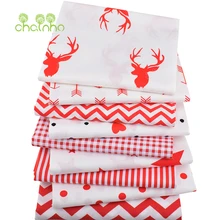 Chainho, красный олень и геометрический узор, печатные твиловая, хлопковая ткань, Лоскутная Ткань для DIY швейных& лоскутное детские и детский Материал